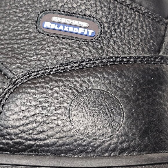 NEW Skechers Relaxed Fit Steel Toe Black Leather Work Boots Men's Size 12 - Picture 7 of 9